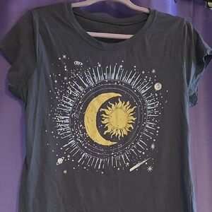 Gray T-Shirt with Celestial Design